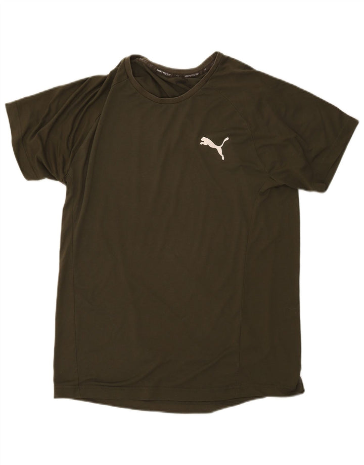 Puma Mens T-Shirt Top Large Khaki Cotton