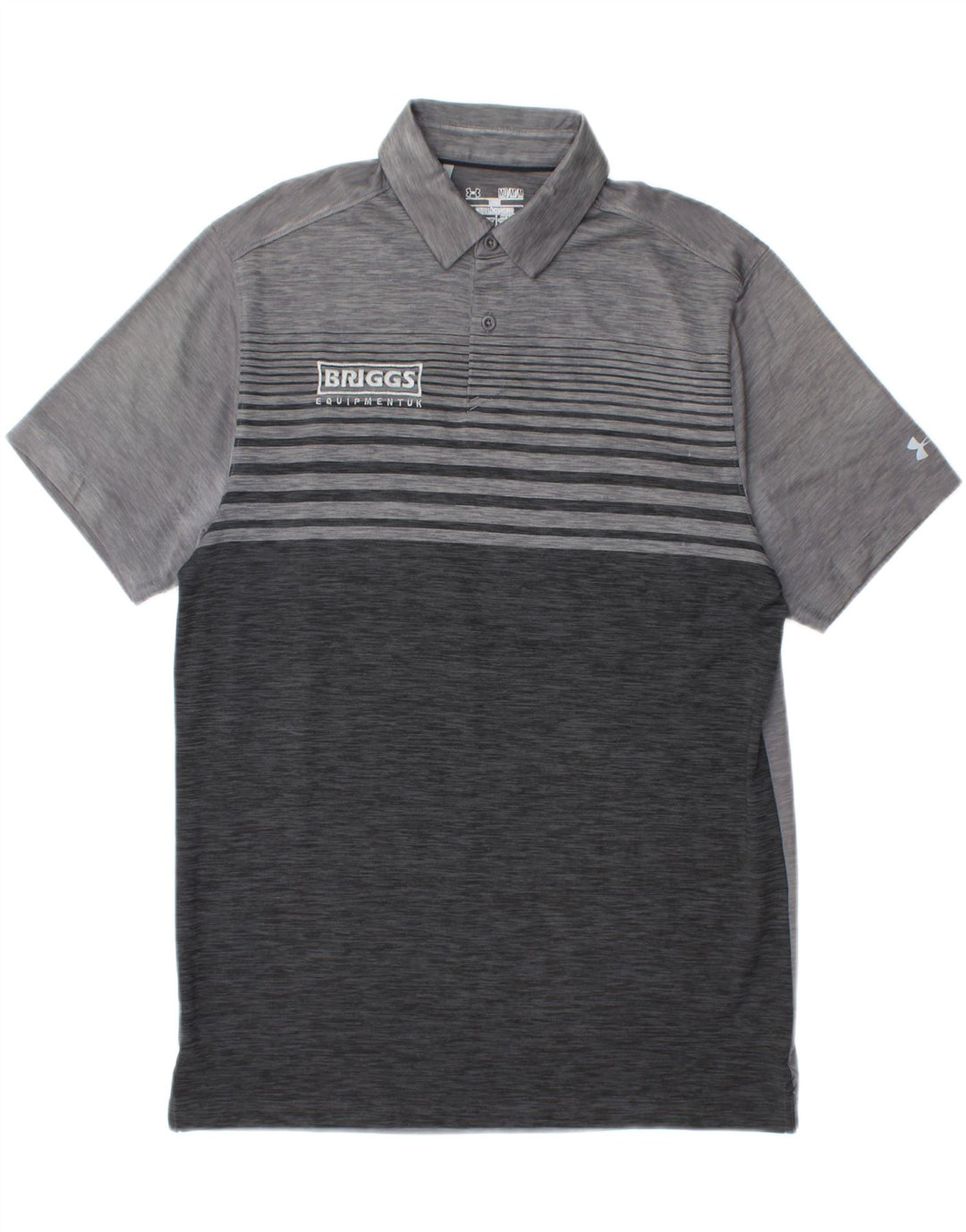 UNDER ARMOUR Mens Heat Gear Polo Shirt Medium Grey Striped