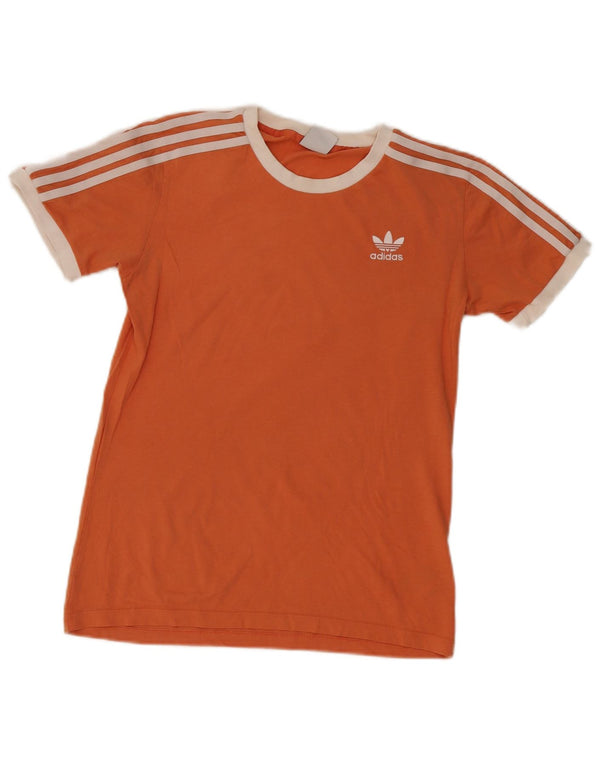 Adidas Womens T-Shirt Top UK 12 Medium Orange Cotton