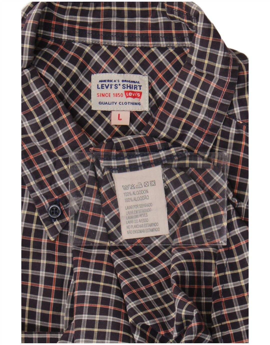 LEVI'S Mens Shirt Large Black Check Cotton