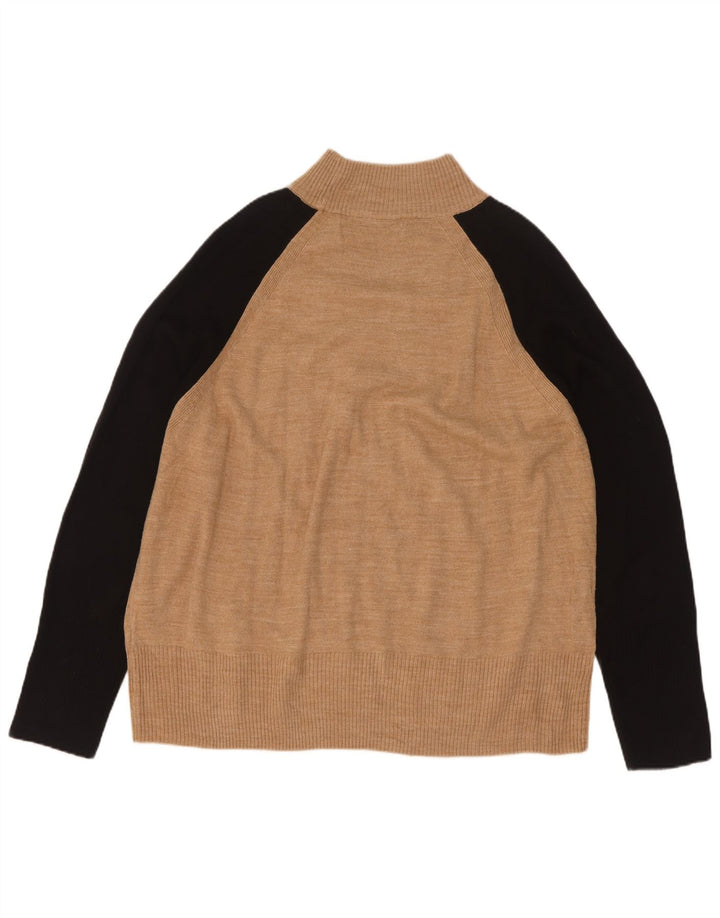 Marks & Spencer Mens Turtle Neck Jumper Sweater Large Beige Colourblock
