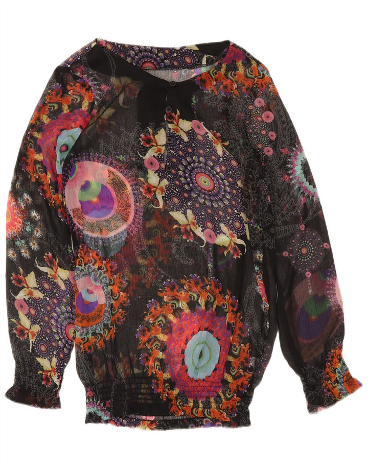Desigual Womens See Through Blouse Top UK 12 Medium Multicoloured Floral