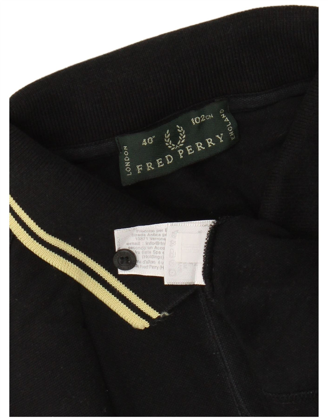 FRED PERRY Mens Polo Shirt Medium Black Cotton