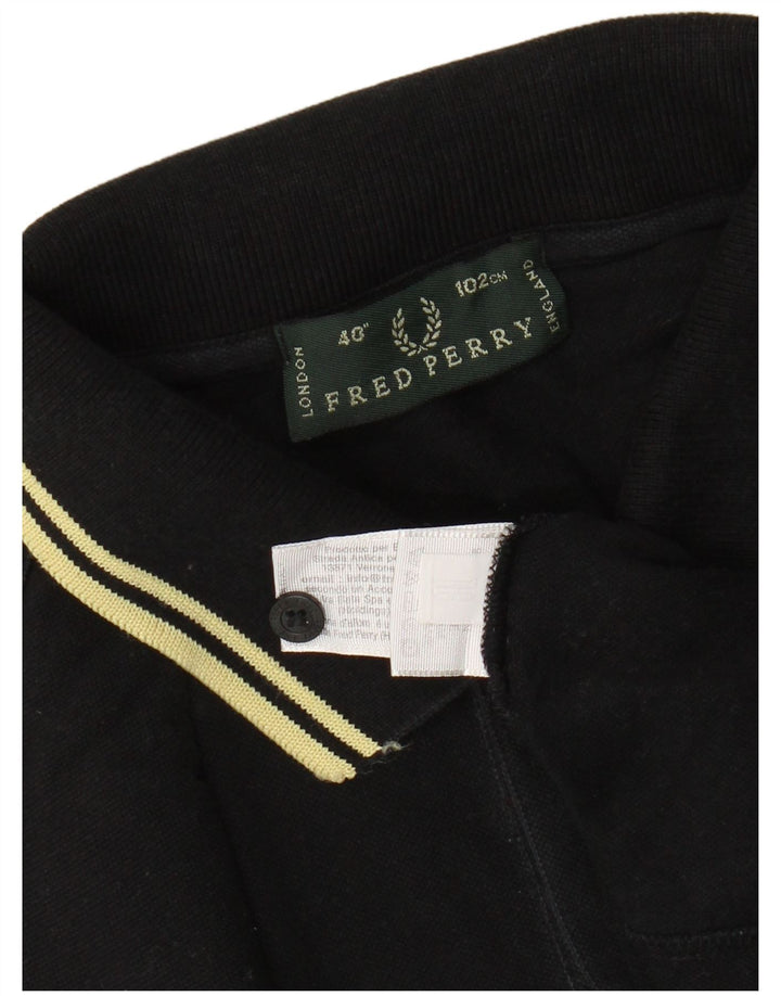 FRED PERRY Mens Polo Shirt Medium Black Cotton