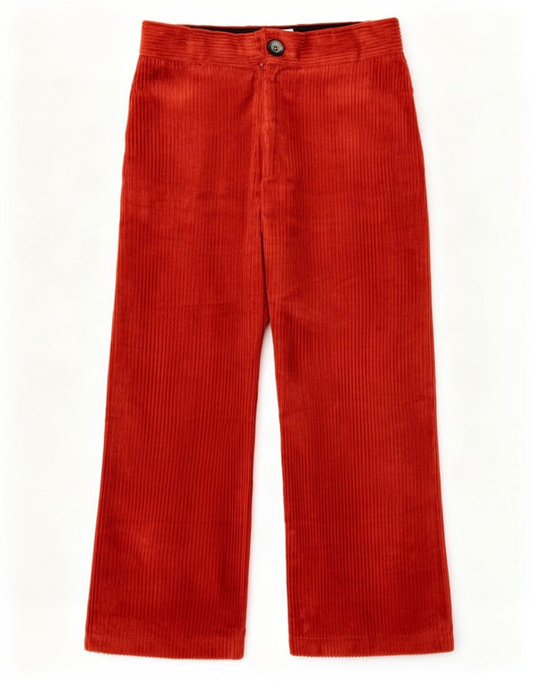 Zara Womens Crop Wide Leg Corduroy Trousers Medium W28 L25 Red