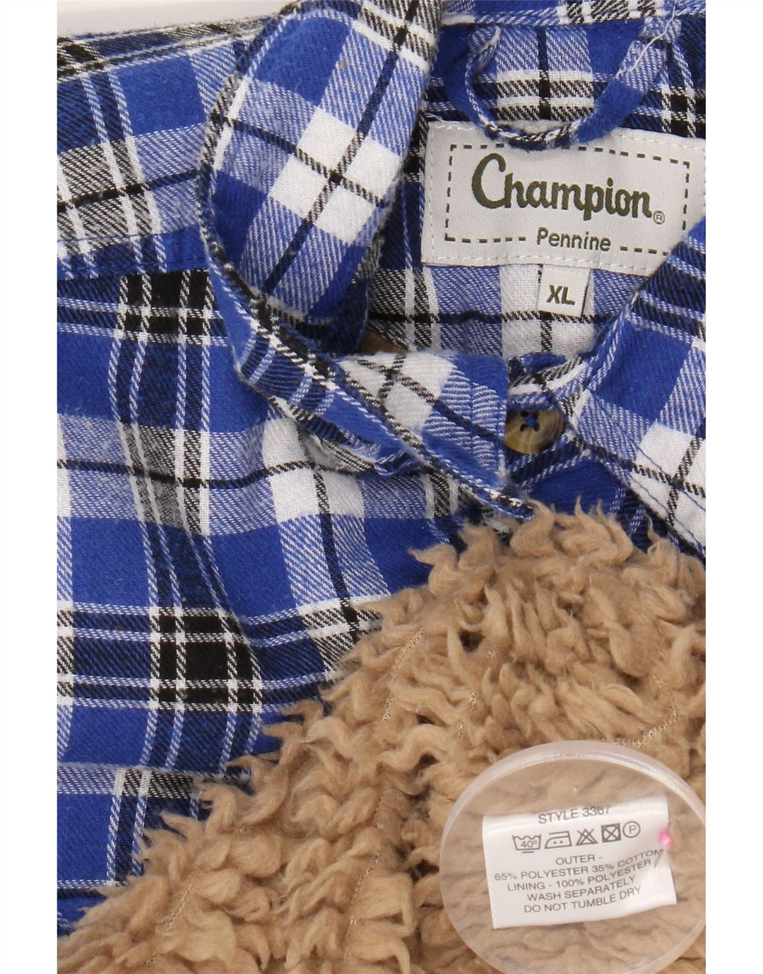 CHAMPION Mens Lumberjack Flannel Shirt XL Blue Check Polyester Vintage Champion and Second-Hand Champion from Messina Hembry 