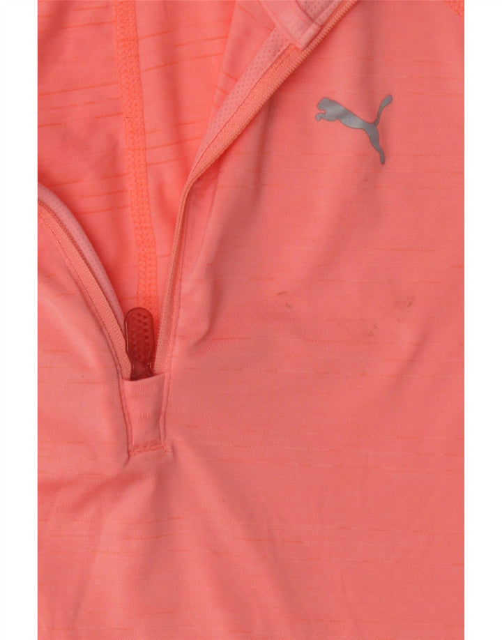 PUMA Womens Zip Neck Top Long Sleeve UK 8 Small Pink Polyester