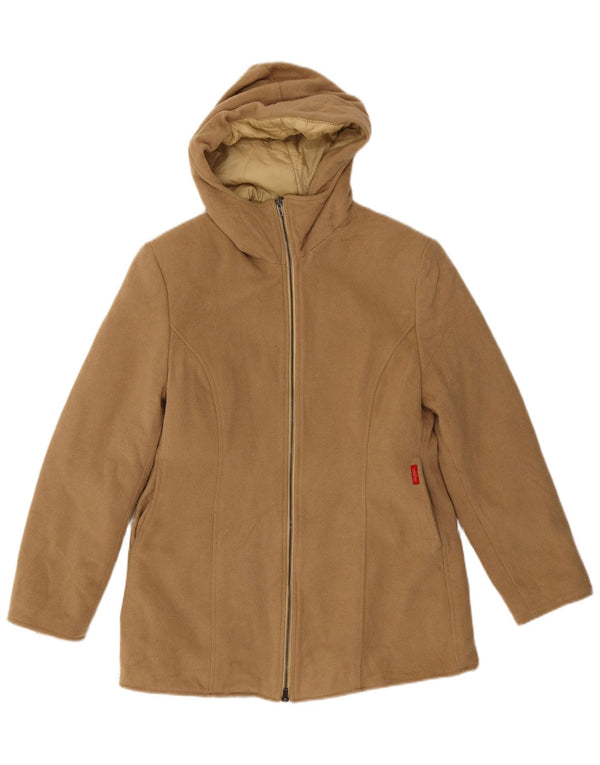 Guess Womens Hooded Parka Jacket UK 14 Large Beige Nylon