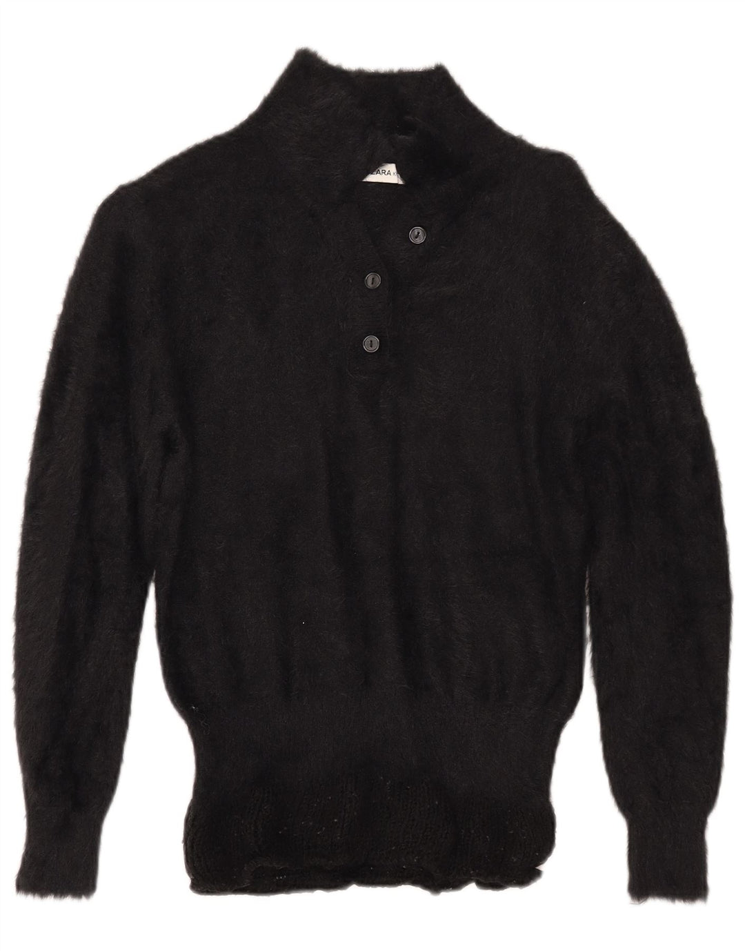 ZARA Womens Polo Neck Jumper Sweater UK 14 Medium Black