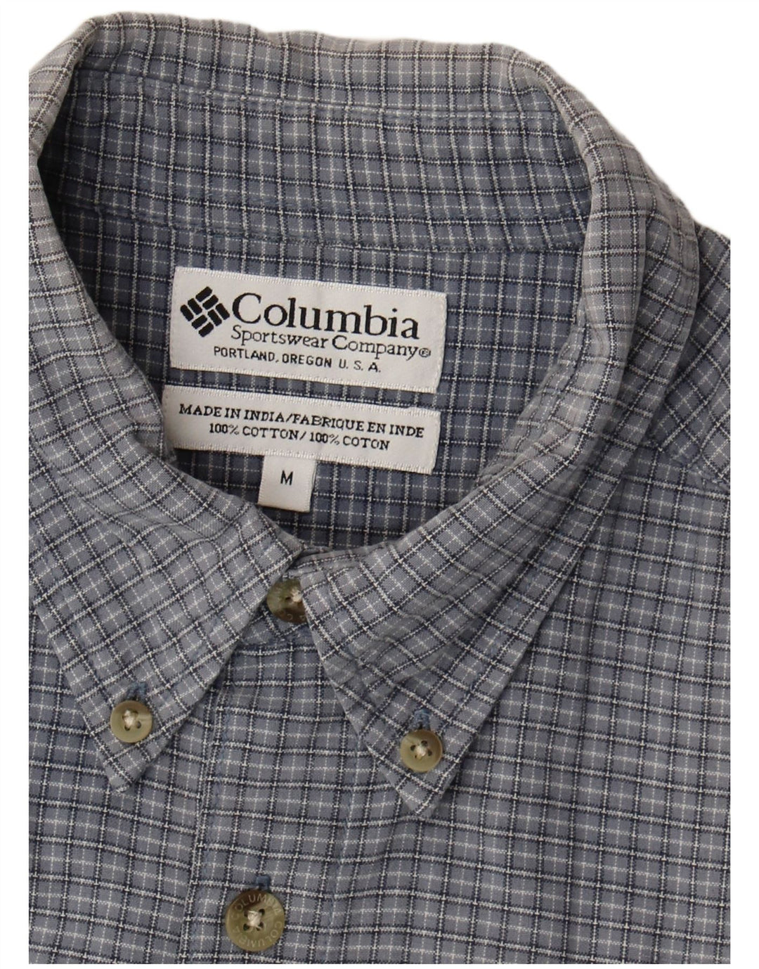 Columbia Mens Short Sleeve Shirt Medium Blue Check Cotton