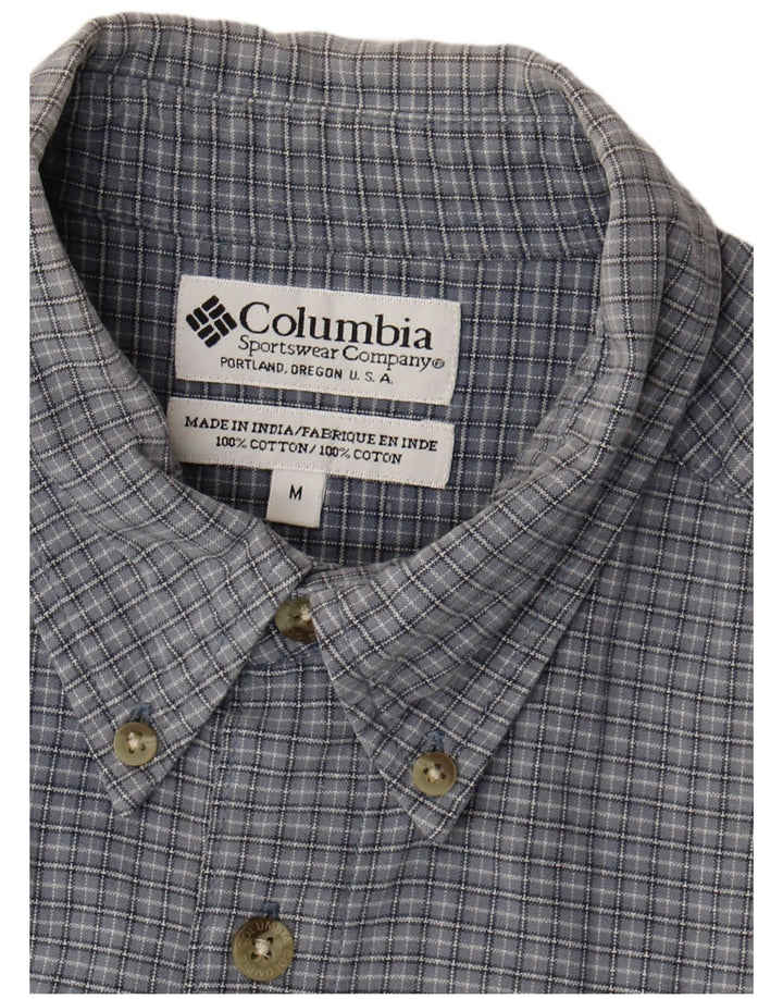 Columbia Mens Short Sleeve Shirt Medium Blue Check Cotton