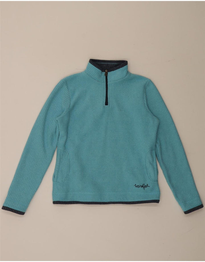 Weird Fish Womens Zip Neck Fleece Jumper UK 12 Medium Blue Polyester