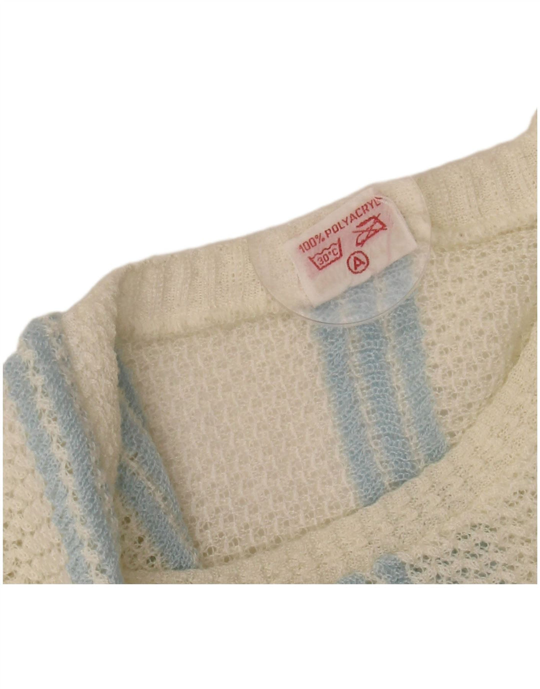 VINTAGE Womens Boat Neck Jumper Sweater UK 12 Medium Off White Striped