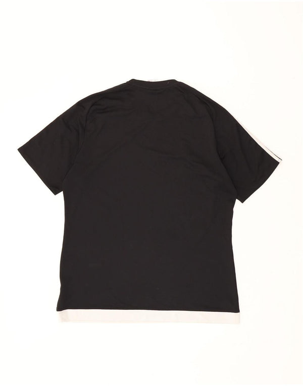 ADIDAS Mens Climalite T-Shirt Top Large Black Colourblock Polyester