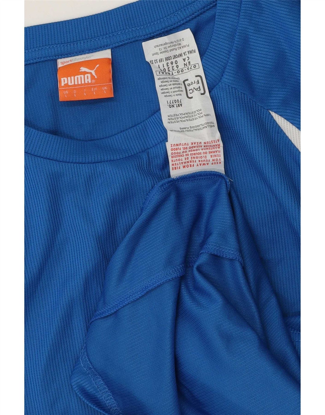 Puma Mens Top Long Sleeve Large Blue Striped Polyester