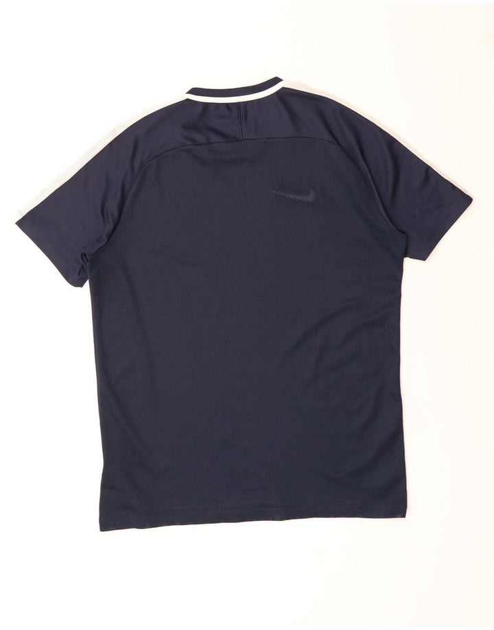 NIKE Mens Dri Fit T-Shirt Top Large Navy Blue Colourblock Polyester