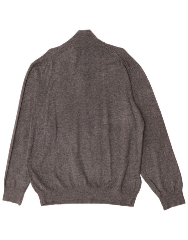 Pierre Cardin Mens Zip Neck Jumper Sweater 2XL Grey Viscose Classic