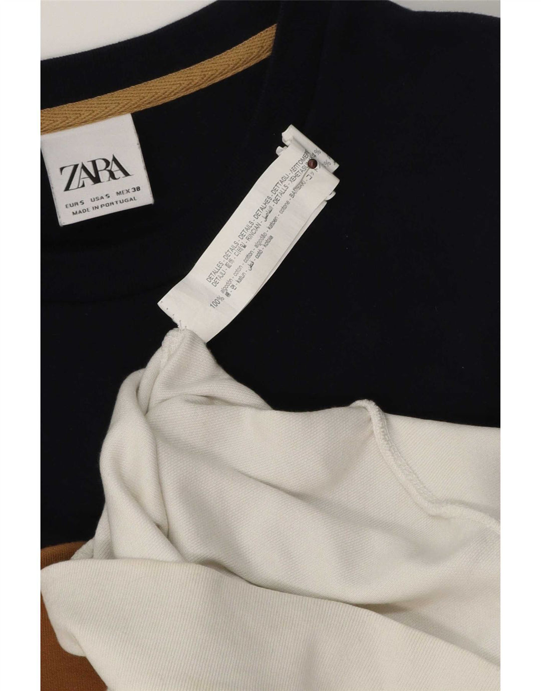 Zara Mens Sweatshirt Jumper Small White Colourblock Cotton