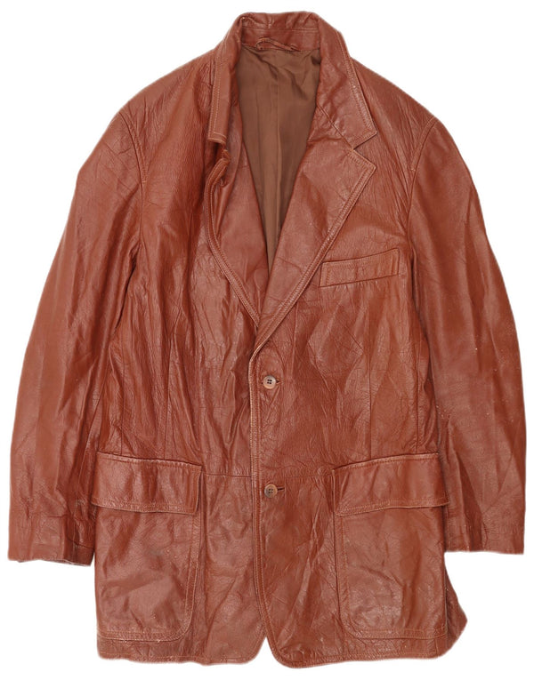 Vintage Mens Leather Jacket UK 40 Large Brown Leather