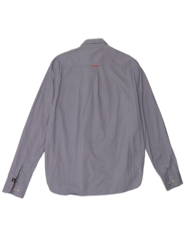 Superdry Mens Regular Fit Shirt Large Blue Pinstripe Cotton
