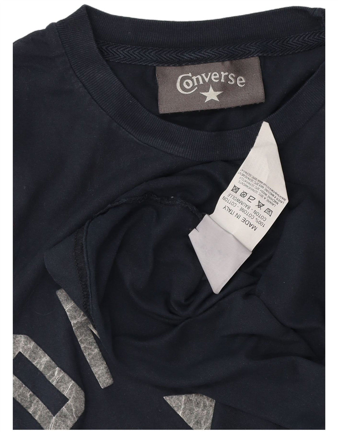 Converse Mens Graphic T-Shirt Top Small Navy Blue Cotton