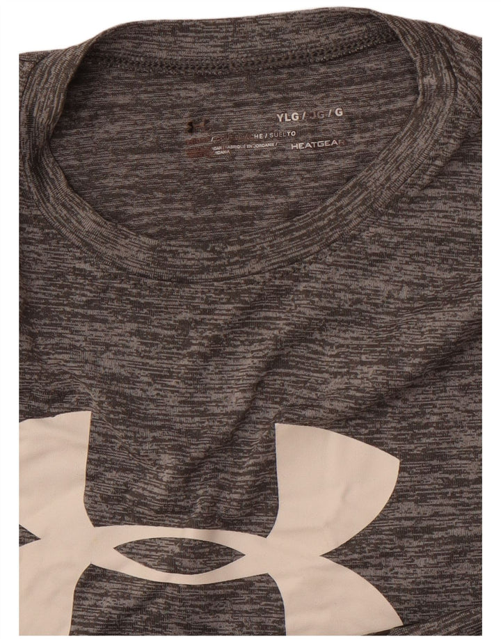 UNDER ARMOUR Boys Heat Gear Graphic T-Shirt Top 11-12 Years Large  Grey
