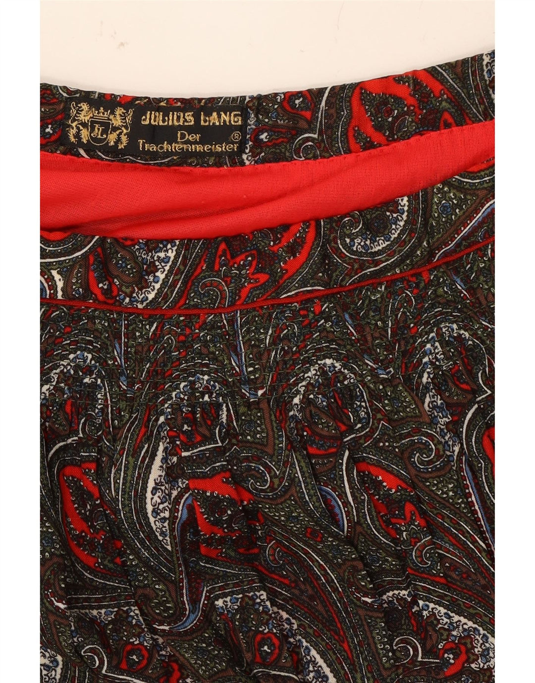 JULIUS LANG Womens Flared Skirt  W28 Medium Red Paisley Vintage Julius Lang and Second-Hand Julius Lang from Messina Hembry 