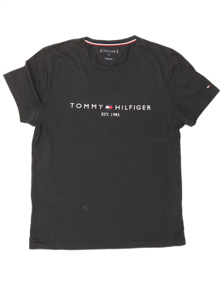 Tommy Hilfiger Mens Graphic T-Shirt Top Medium Black Cotton