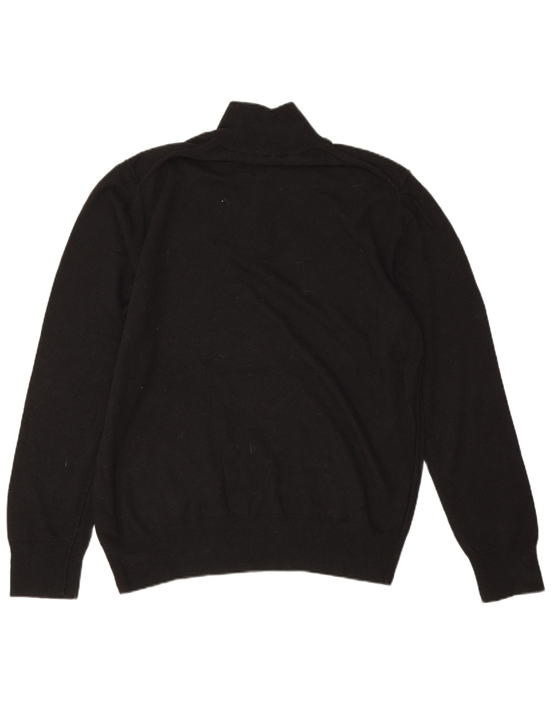 All Saints Mens Zip Neck Jumper Sweater 2XL Black Wool