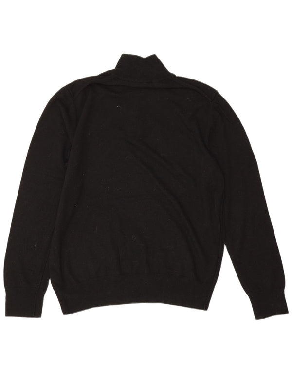 All Saints Mens Zip Neck Jumper Sweater 2XL Black Wool