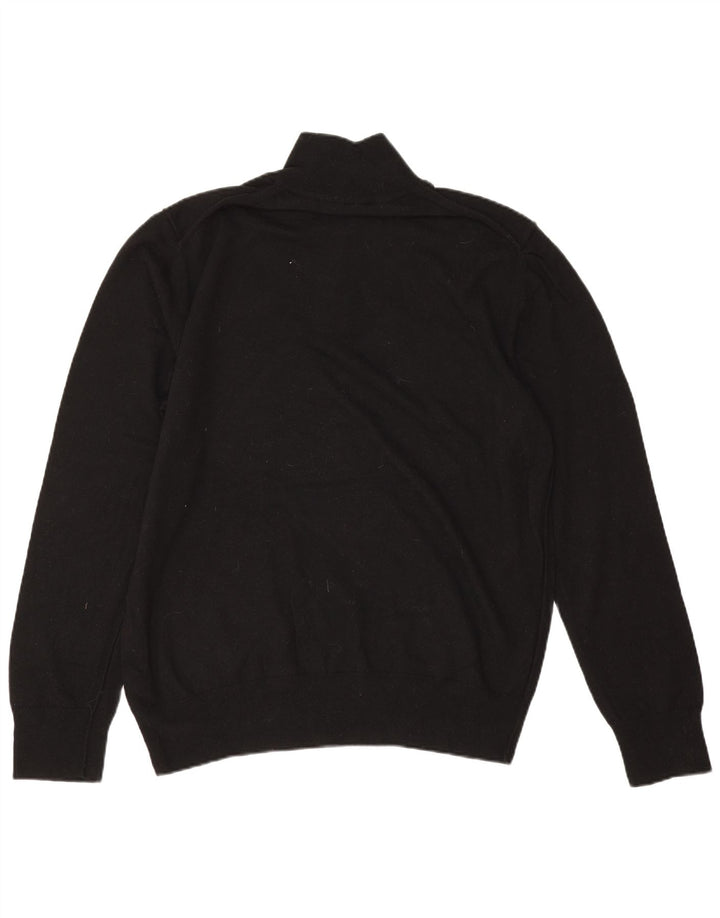 All Saints Mens Zip Neck Jumper Sweater 2XL Black Wool