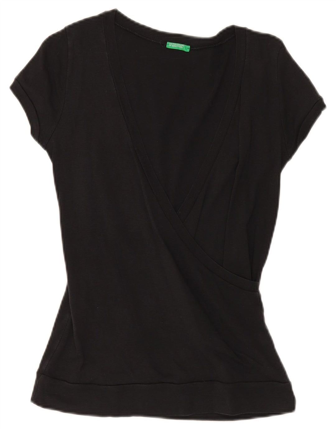 Benetton Womens Blouse Top UK 10 Small Black