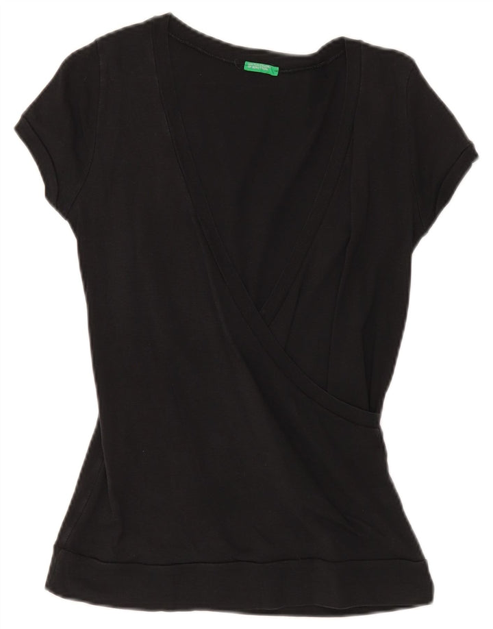 Benetton Womens Blouse Top UK 10 Small Black