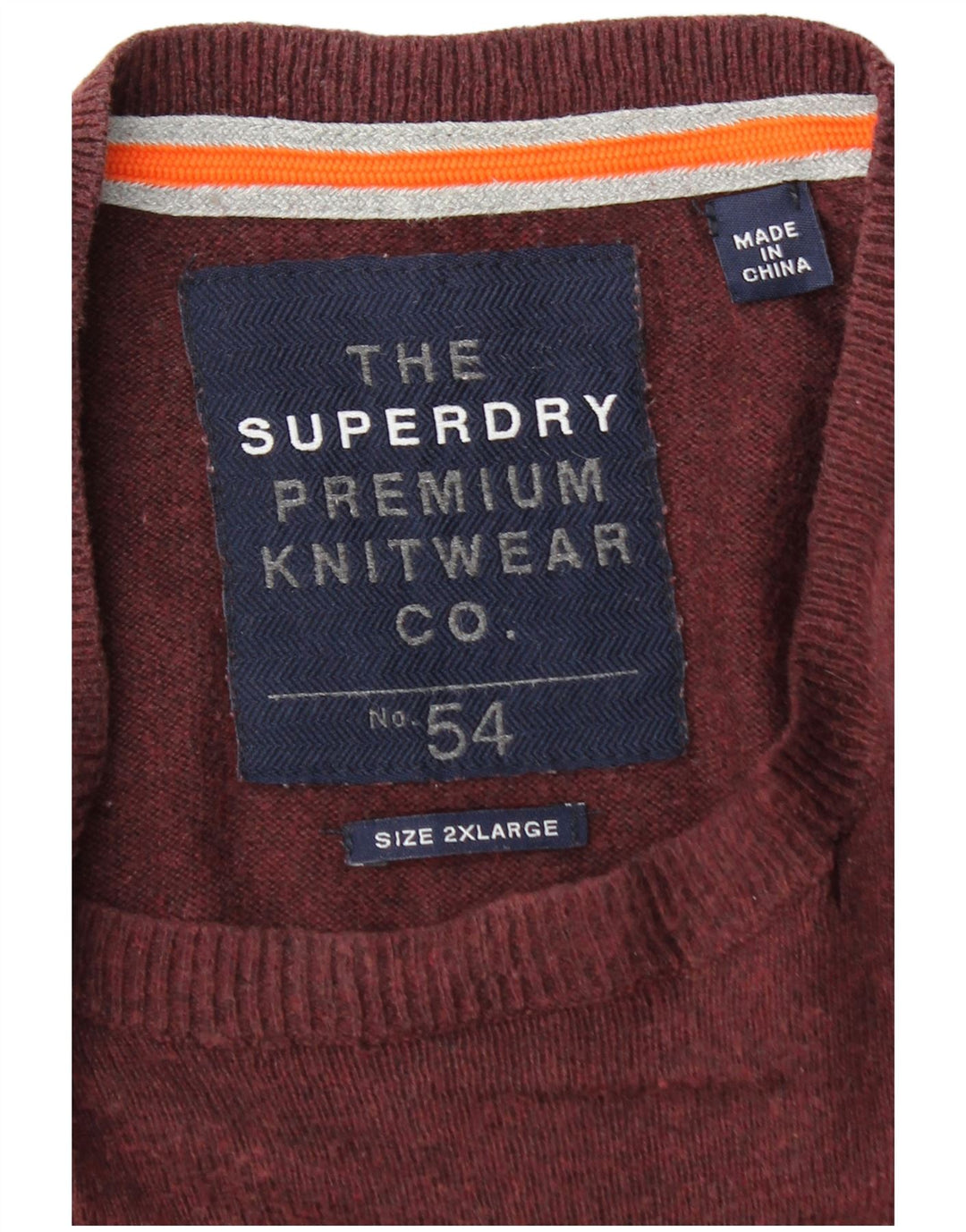 Superdry Mens Crew Neck Jumper Sweater 2XL Burgundy Cotton