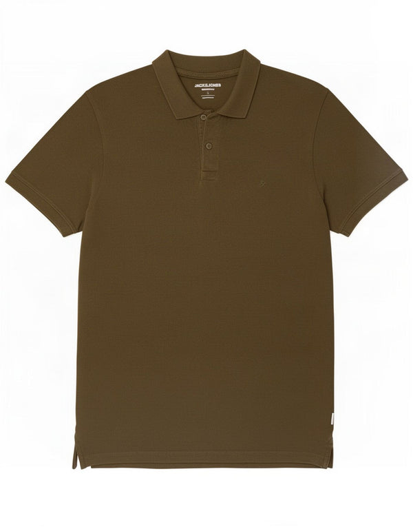 Jack & Jones Mens Polo Shirt Large Khaki Cotton