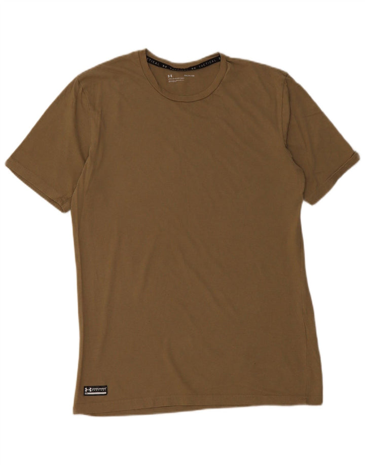 UNDER ARMOUR Mens T-Shirt Top Small Khaki Cotton