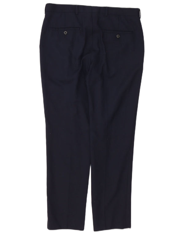 Marks & Spencer Mens Slim Fit Suit Trousers W32 L29 Navy Blue Wool