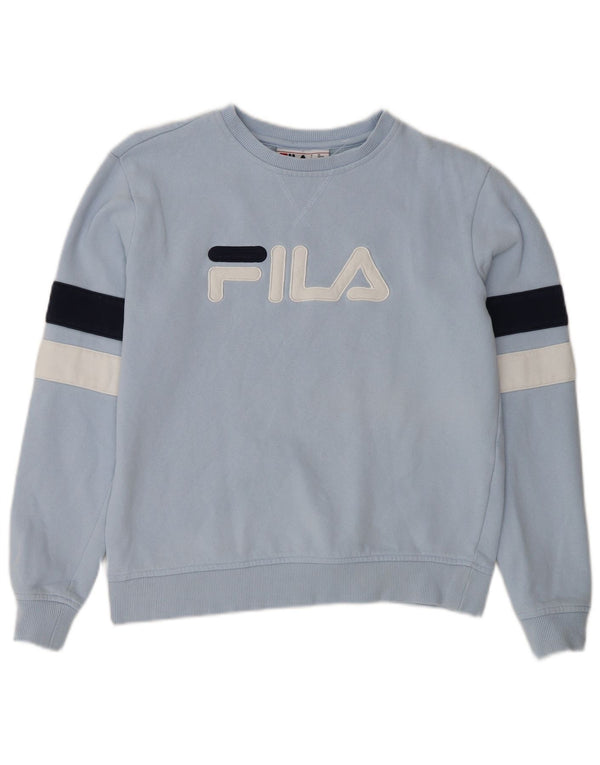 FILA Womens Oversized Sweatshirt Jumper UK 10 Small Blue Colourblock