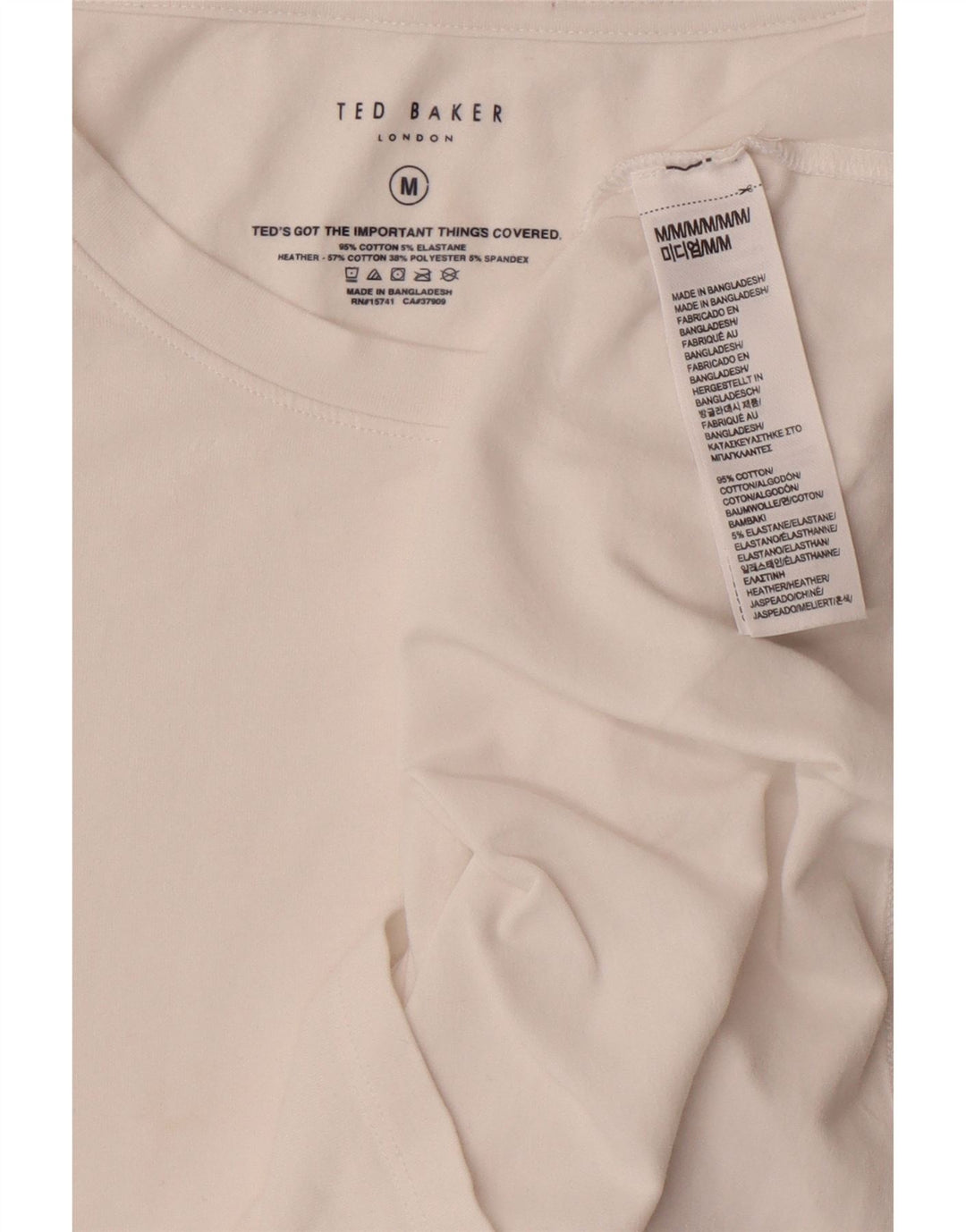 TED BAKER Mens London T-Shirt Top Medium White Cotton