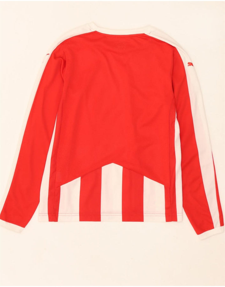 PUMA Boys Top Long Sleeve 13-14 Years Red Striped Polyester