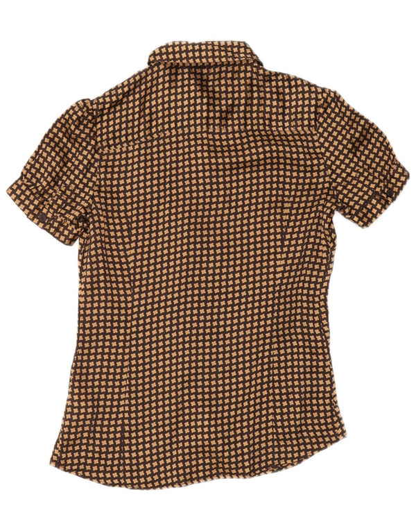 BEN SHERMAN Womens Shirt Blouse UK 12 Medium Brown Houndstooth
