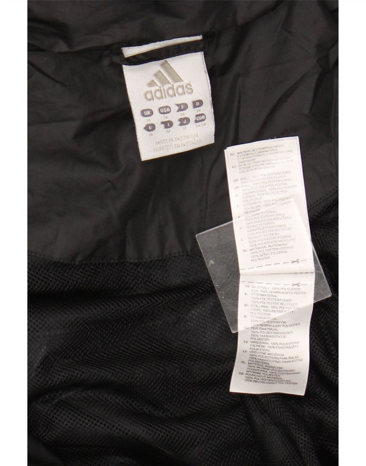 Adidas Mens Hooded Rain Jacket UK 38 Medium Black Polyester