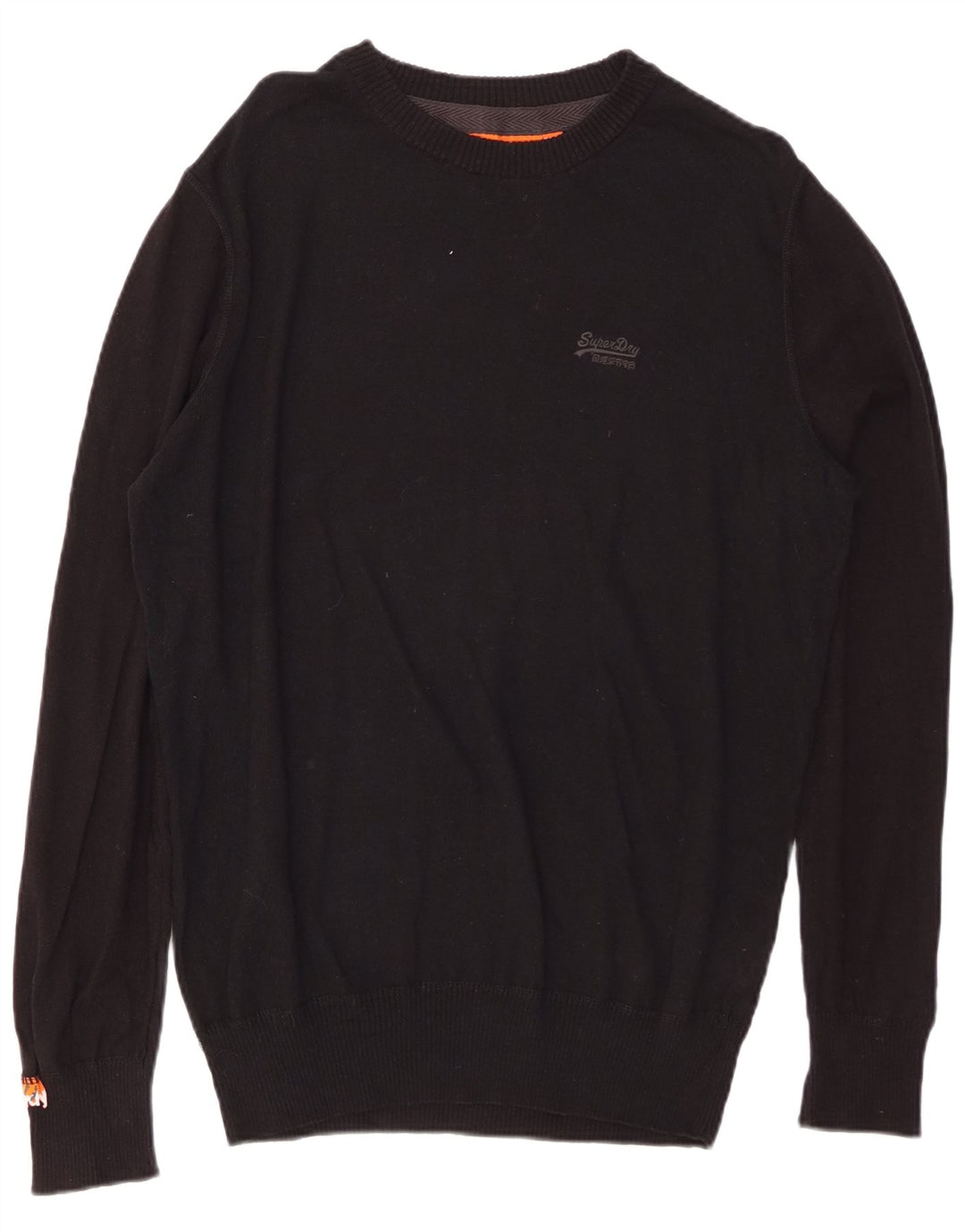 SUPERDRY Mens Crew Neck Jumper Sweater XL Black Cotton