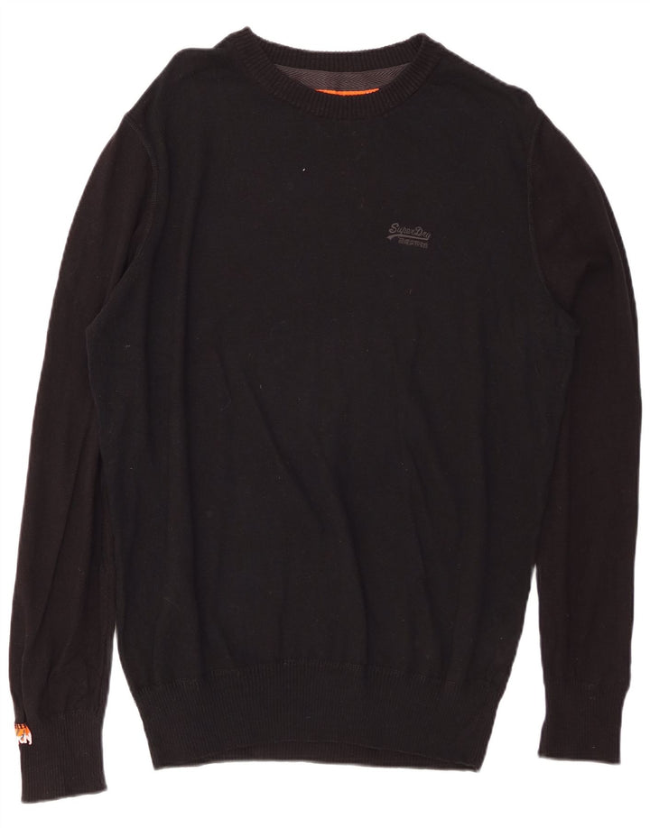 SUPERDRY Mens Crew Neck Jumper Sweater XL Black Cotton