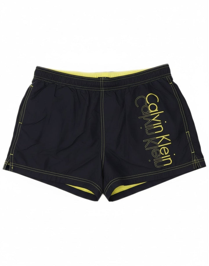 Calvin Klein Mens Graphic Swimming Shorts Large Navy Blue Polyester