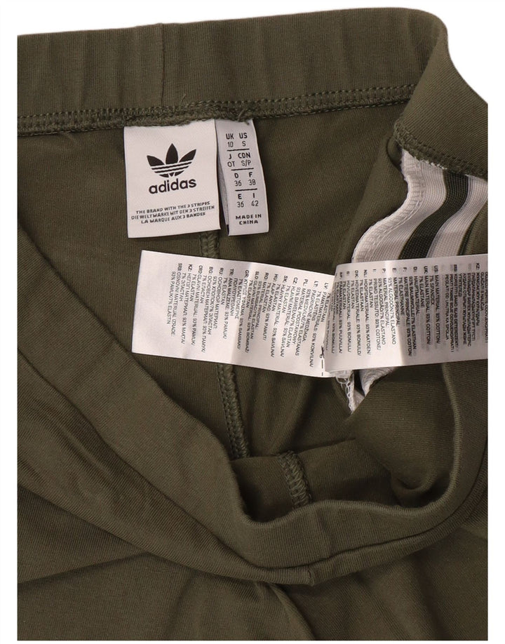 ADIDAS Womens Leggings UK 10 Small  Khaki Cotton