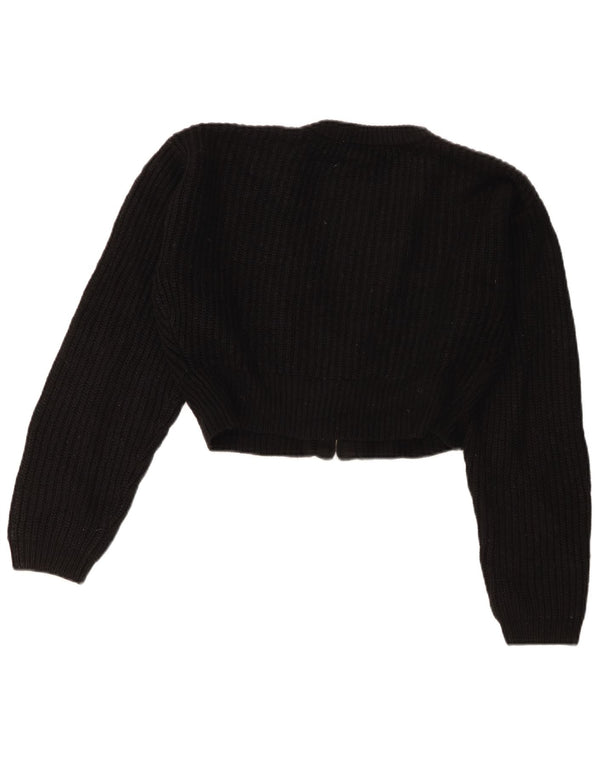 Zara Womens Oversized Bolero Cardigan Sweater UK 10 Small Black Acrylic