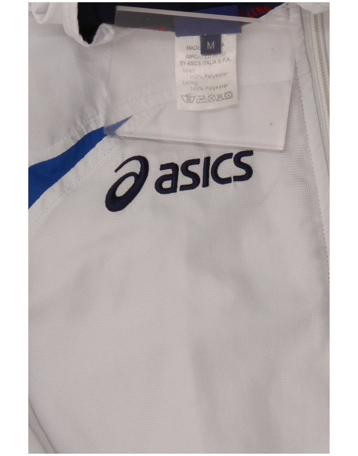 ASICS Mens Tracksuit Top Jacket Medium White Colourblock Polyester