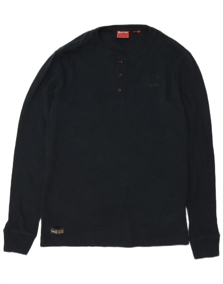 Superdry Mens Top Long Sleeve Large Black Cotton