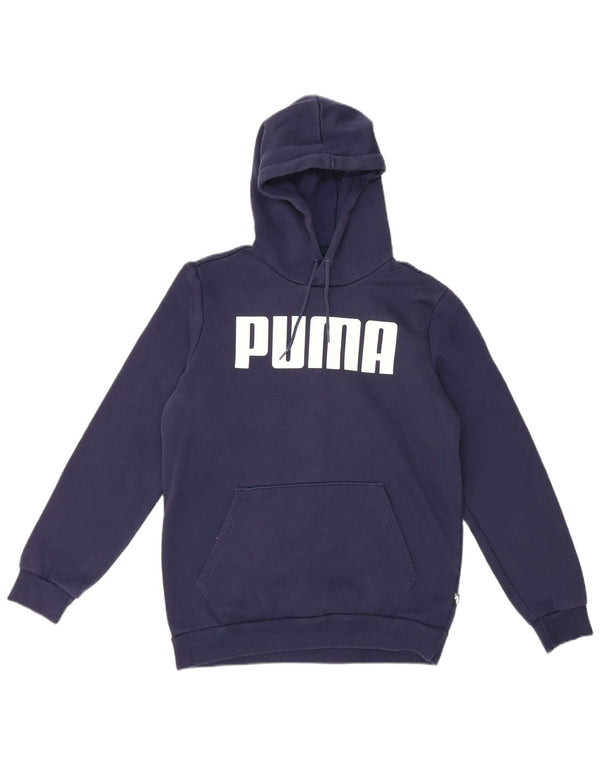 Puma Mens Graphic Hoodie Jumper Small Navy Blue Cotton